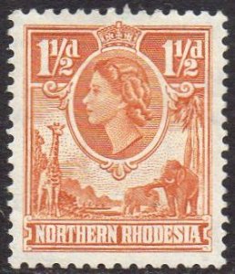 Northern Rhodesia 1953  1½d orange-brown MH