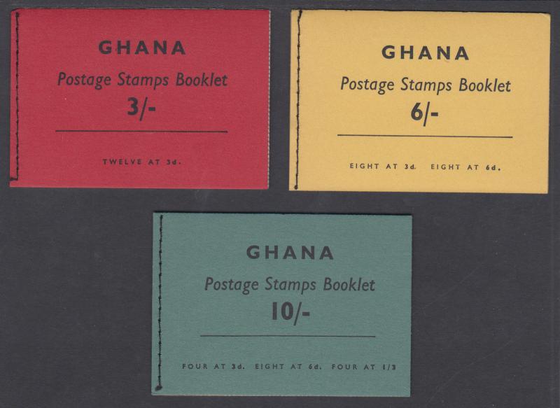 Ghana SG SB2-SB4 unexploded 1961 3sh, 6sh + 10sh intact booklets, VF