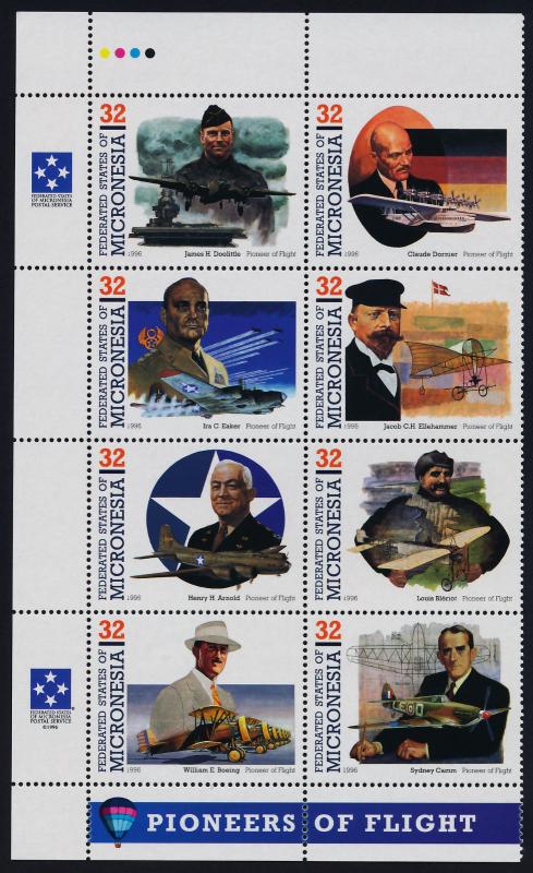 Micronesia 238 Left Strip MNH Aircraft, Aviators, Aircraft Carrier, Doolittle