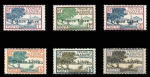 French Colonies, New Caledonia #217-22 Cat$81 (for hinged), 1941 France Libre...