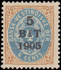 1905 Danish West Indies #40, Complete Set, Hinged