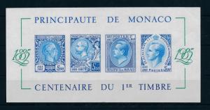 [22334] Monaco 1985 Stamp Centenary Imperforated Sheet MNH