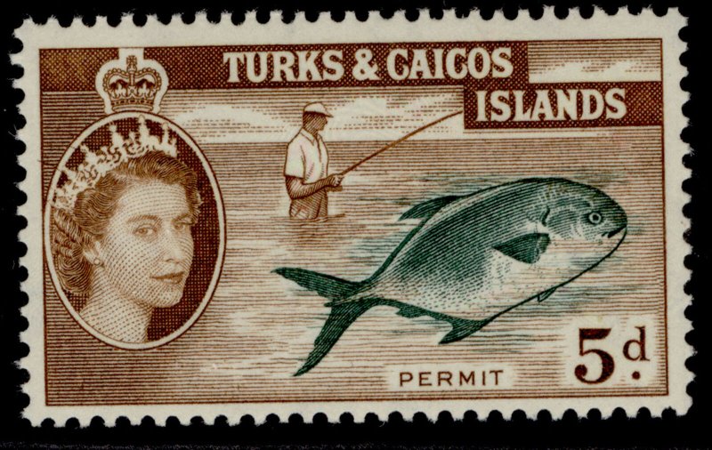 TURKS & CAICOS ISLANDS QEII SG243, 5d slate-green & brown, NH MINT. 