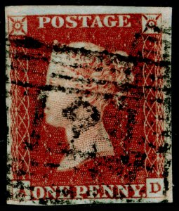 SG8, 1d red-brown PLATE 64, FINE USED. Cat £30. 4 MARGINS. 