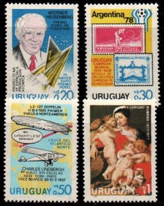 1977 Uruguay events nobel prizes soccer World Cup flight   #979 - 982 ** MNH