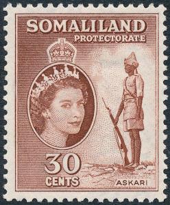 Somaliland Protectorate 1953 30c Reddish Brown SG141 MH