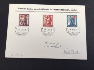 Liechtenstein 1946 Red Cross to Switzerland  postal cover 62874 