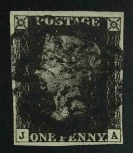 MOMEN: GREAT BRITAIN SG #1 1840 IMPERF PENNY BLACK USED LOT #63202