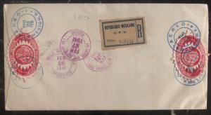 1941 Mexico City Mexico Cover Complete Stamp Set Registered Mail Seal