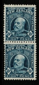 NEW ZEALAND SG404a 1916 8d INDIGO-BLUE VERT PAIR MTD MINT