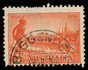AUSTRALIA Sc 142 F-VF/USED - 1934 2p Yarra Yarra Tribesman - Perf 10½ - Sound