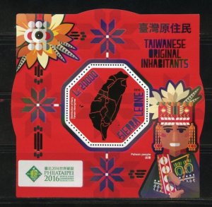 Sierra Leone 2016 TAIWANESE ORIGINAL INHABITANTS Red & Gold s/s Mint (NH)