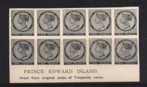 Prince Edward Island #5P XF Mint Proof Plate Block Of 10