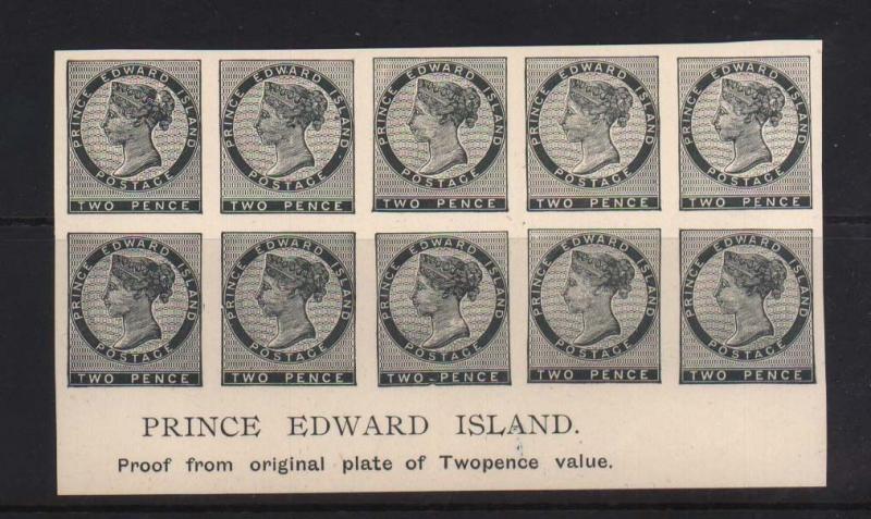 Prince Edward Island #5P XF Mint Proof Plate Block Of 10