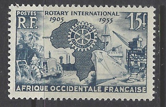 French West Africa, Scott #64; 15fr Rotary International, MH