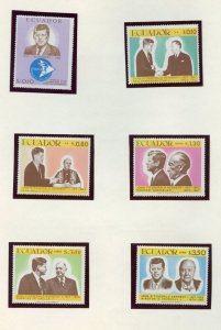 ECUADOR 1967 KENNEDY, CHURHILL ,DEGAULLE,ADENAUER,PAUL VI  SET MINT NH