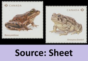 Canada 3420a-3420b Endangered Frogs P set 2 (from sheet) MNH 2024