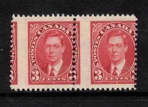 Canada #233 Very Fine Never Hinged Dramatic Misperf Pair Variety