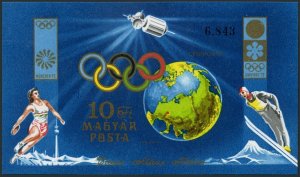 Hungary C324 imperf,MNH.Michel 2789 Bl.89B. Olympics Munich-1972.Globe,Satellite