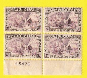 NEWFOUNDLAND SCOTT#270 1947 5c CABOT PLATE BLOCK [4] - MNH