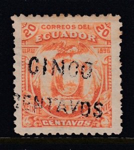 Ecuador 1896 5c on 20c Orange M Mint. Scott 74