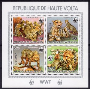 Upper-Volta (Burkina Faso) 1984 WWF Cheetah S/S SPECIMEN perforated MNH