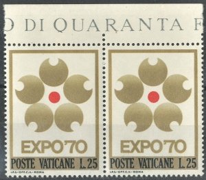 VATICAN CITY #479 - MINT NH PAIR - 1970 - VAT008