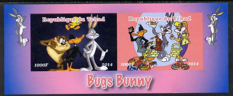 Chad 2014 Bugs Bunny #2 imperf sheetlet containing 2 valu...