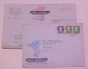 FAROE ISLANDS  1946 PICTORIAL AD COVER WITH LETTER MAP ,GROCERY,CLOTHES TO USA