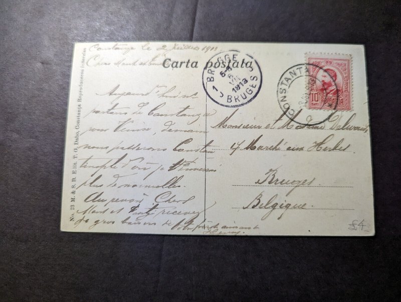 1913 Romania Postcard Cover Constanta to Bruges Belgium