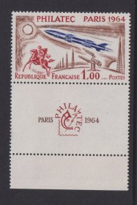 France  #1100  MNH 1964  postrider, rocket and radar  + label