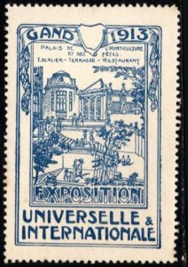 1913 Belgium Poster Stamp Universal & International Exhibition Ghent