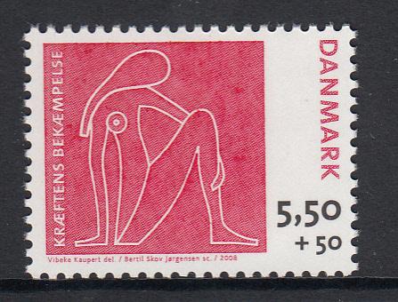 Denmark MNH Scott #B93 5.50k + 50o Danish Cancer Society 80th anniversary