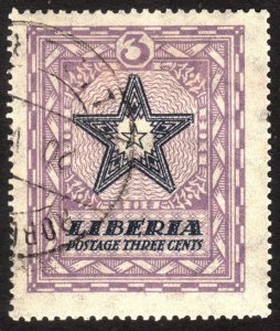 1923, Liberia 3c, Used CTO, Sc 216