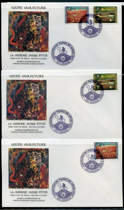 UN 1995 YOUTH:OUR FUTURE WFUNA CACHET BY SYLVESTER STALLONE11 FIRST DAY COVERS 