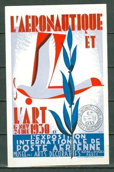 FRANCE PARIS 1930 FIRST INTERNATIONAL  AVIATION EXPO  SOUVENIR AIRMAIL PO CARD