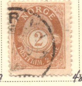 Norway Sc 48 1899 2 ore brown Post Horn stamp used