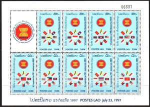 Laos. 1998. Small sheet 1623-31. ASEAN Summit, flags. MVLH.