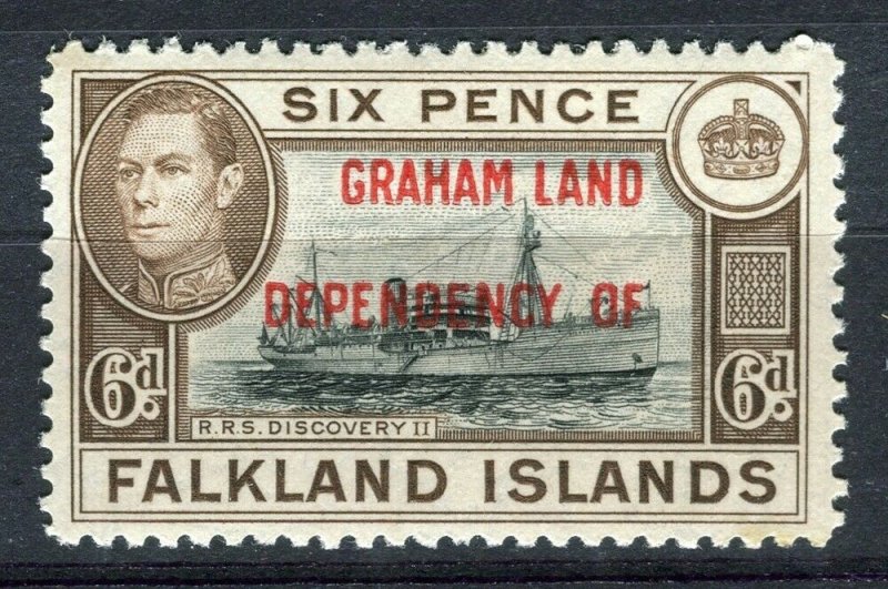 FALKLANDS; 1941 early GRAHAM LAND Optd. on GVI Mint hinged 6d. value