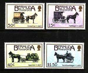 Bermuda-Sc#532-5- id9-unused NH set-Horse-drawn vehicles-1988-