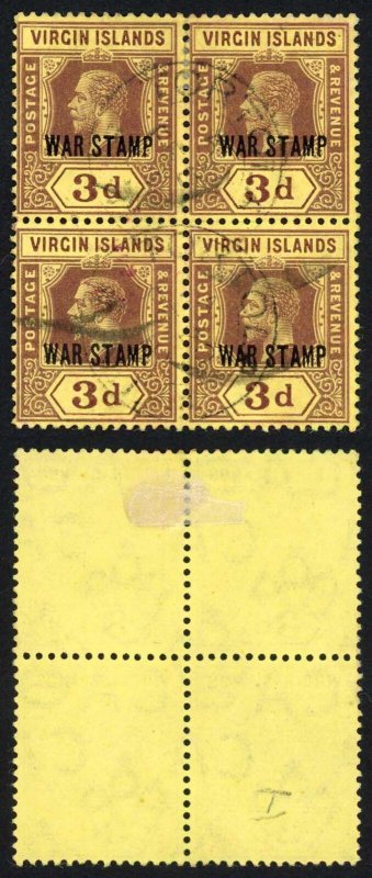 Virgin Is SG79a 3d purple/lemon War Tax Stated to be the 3rd printing used