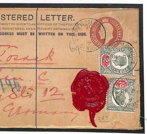 GB Cover 1905 STANLEY GIBBONS Wax Seal DLR 2d Registered CDS Cancel Stamps K241b 