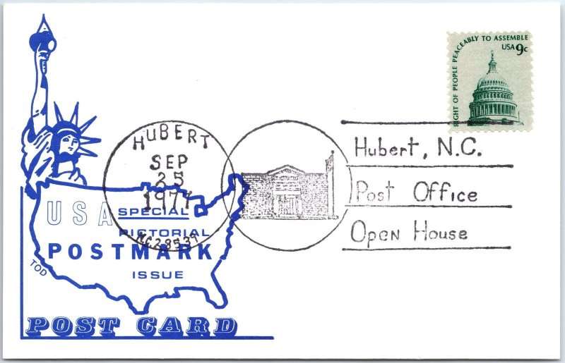 US SPECIAL EVENT CARD HUBERT NORTH CAROLINA POST OFFICE OPEN HOUSE 1977