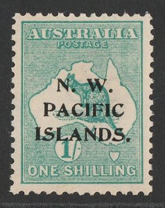 NEW GUINEA - NWPI 1915 Kangaroo 1/- green 1st wmk, type c. MNH **.