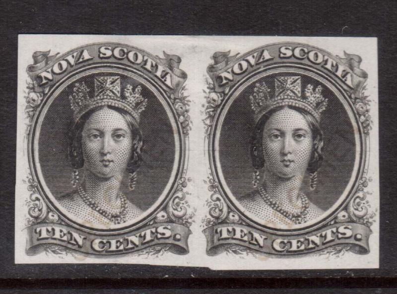 Nova Scotia #12TCv VF Plate Proof Pair India Paper With Scarce Overprint In Gold