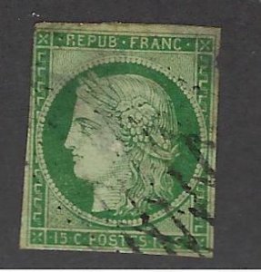 France Sc#2 Used  F-VF SCV$900.00...Valuable!