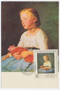 Maximum card Czechoslovakia 1969 Girl with puppet - Julius Bencur