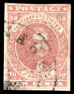 [0969] CONFEDERATE STATES 1862 Scott#CSA5 used cv:$400 (pin holes)