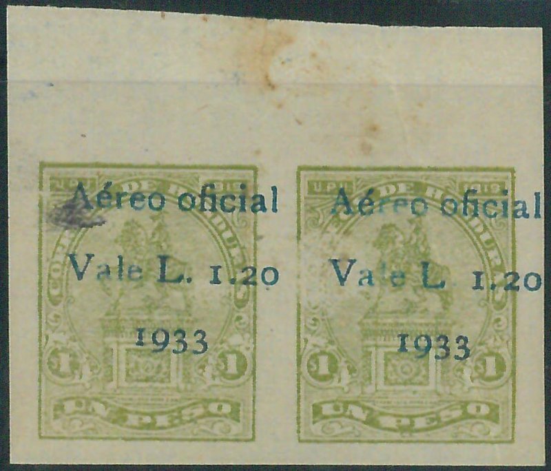 88727-HONDURAS-SANABRIA # 177b ERROR: Imperf Pair-MINT MH 