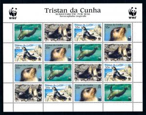 [94487] Tristan da Cunha 2004 Marine Life Subantarctic Fur Seal WWF Sheet MNH
